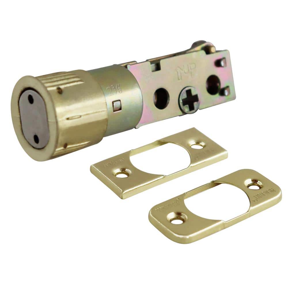 Premier Lock Universal Brass 6-Way Replacement Deadbolt Latch with 2 Faceplates (Rectangular and Radial Corner)