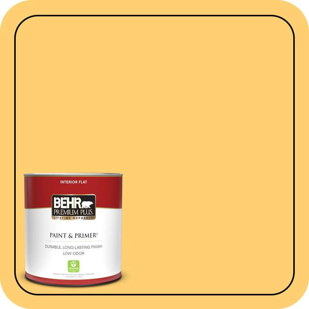 BEHR PREMIUM PLUS #320B-6 Mellow Yellow Flat Interior/Exterior Paint & Primer Color Sample