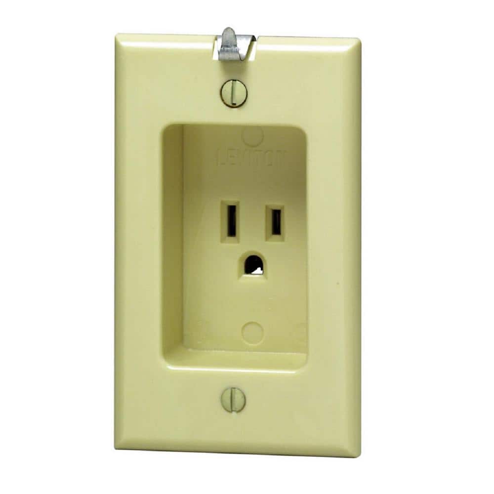 Leviton 125 V 1-Gang Recessed Single Outlet/Receptacle, w/ Clock Hanger Hook, 688-I