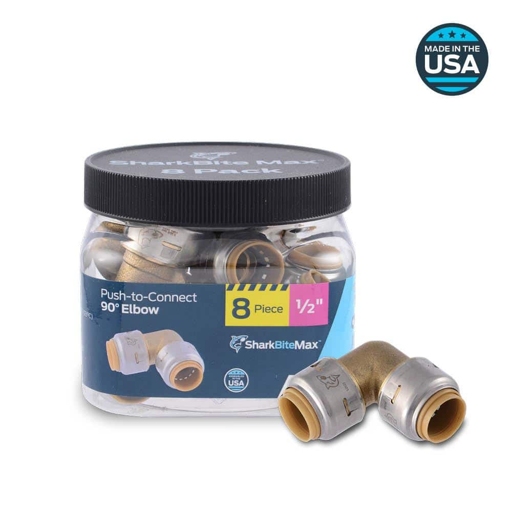 SharkBite Max 1/2 in. Brass Push-to-Connect 90° Elbow Fitting Pro Pack (8-Pack)