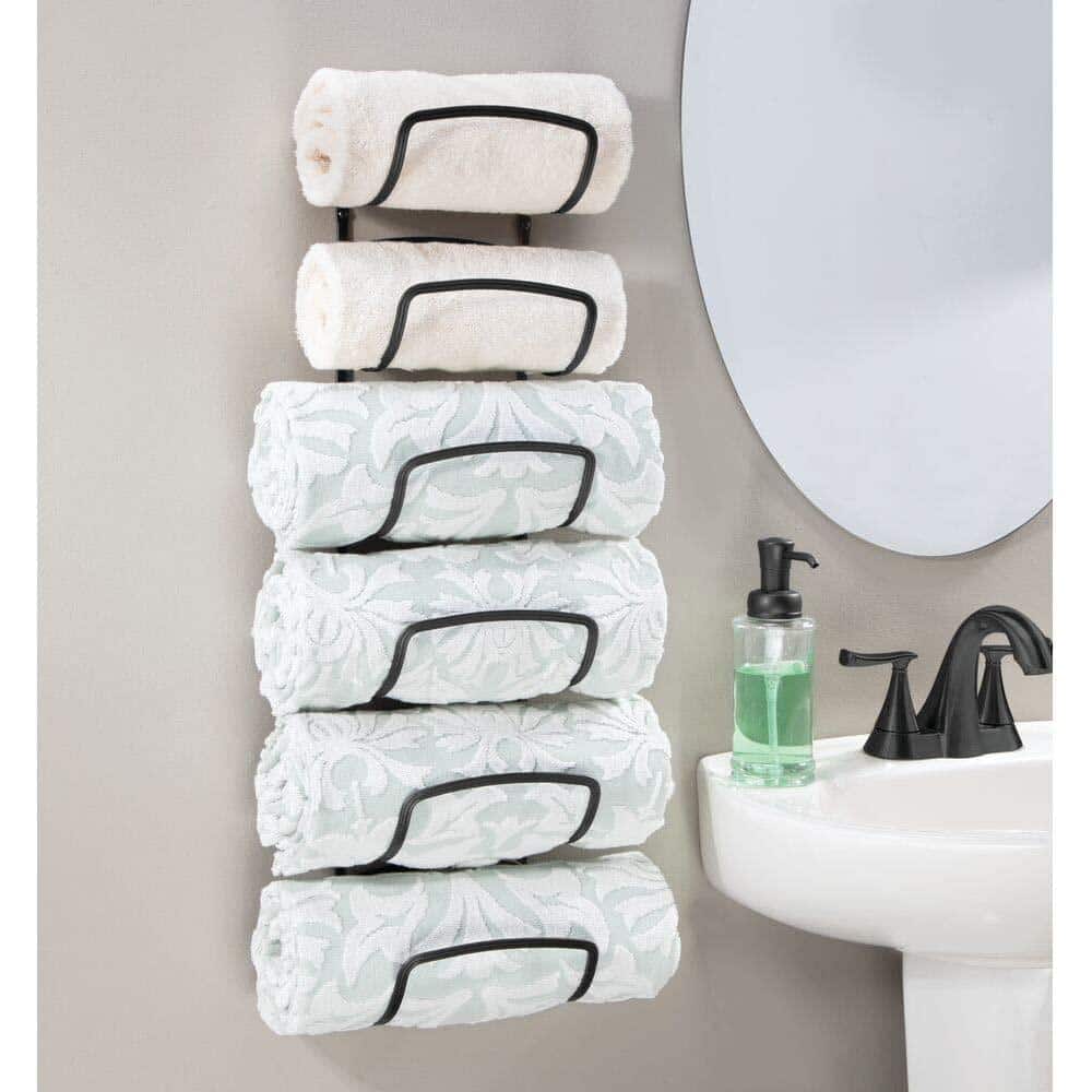 Dyiom Steel Towel Holder for Bathroom Wall - Six Level Wall Mount Towel Storage Rack - Black (2)