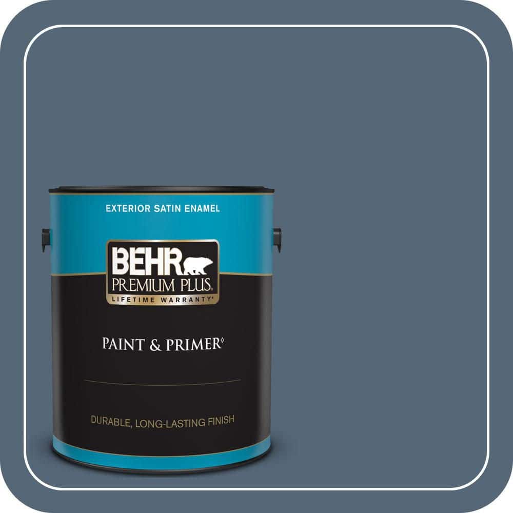 BEHR PREMIUM PLUS 1 gal. #S510-6 Durango Blue Satin Enamel Exterior Paint & Primer