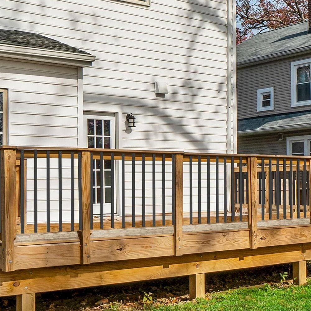 Afoxsos 32.25 in. H x 1 in. W Black Cast Iron Stair Railing Kit 61-Pack with Screws for Indoor Outdoor Use Aluminum (3)