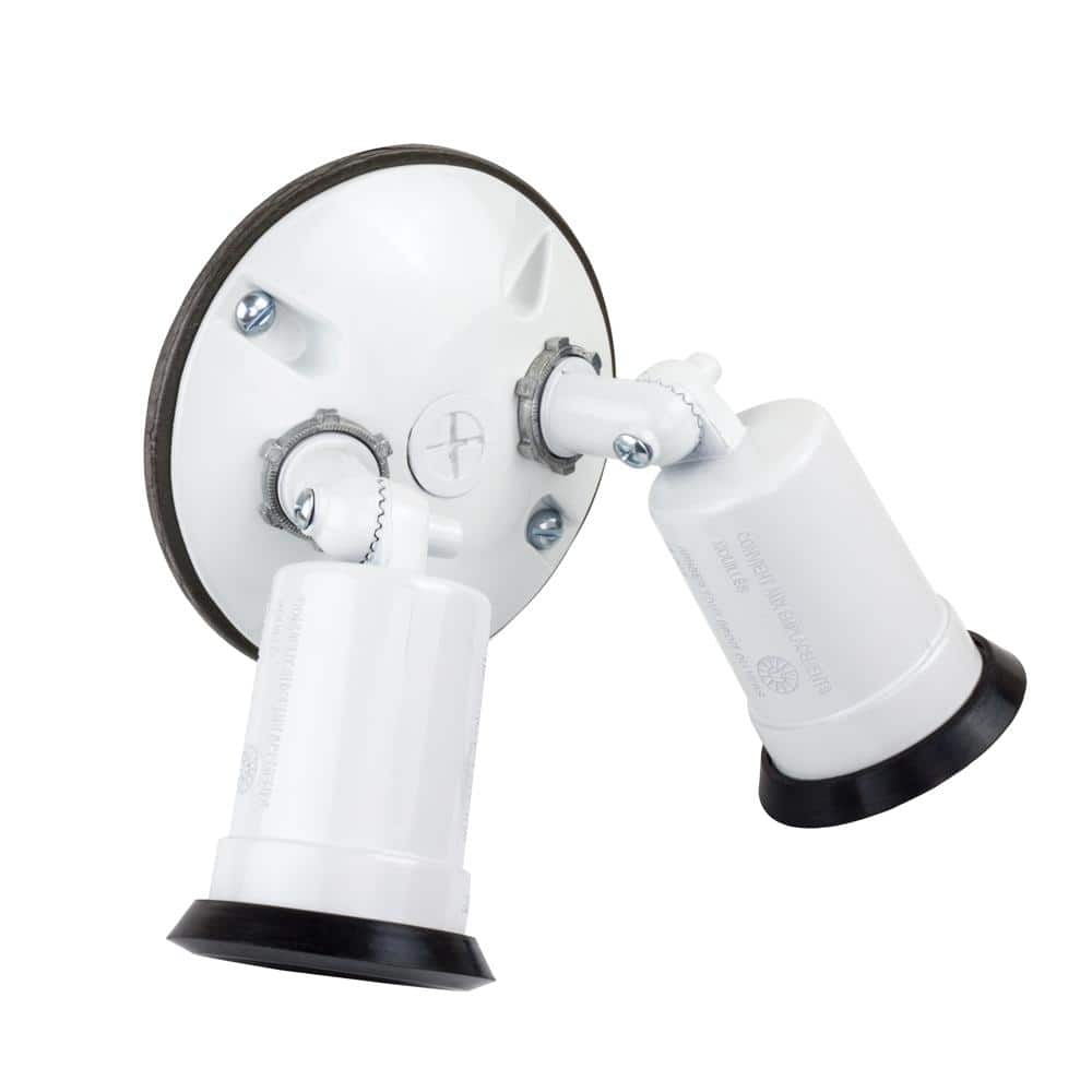 Commercial Electric White Outdoor Flood Light Weatherproof Lamp holder with External Rubber Gasket and Cover (2)