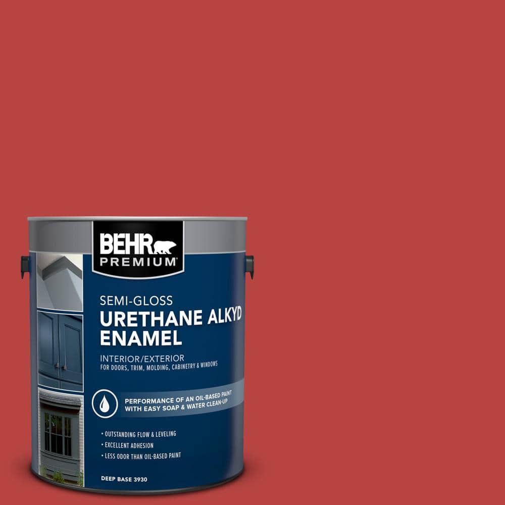 BEHR PREMIUM 1 gal. #OSHA-5 OSHA SAFETY RED Urethane Alkyd Semi-Gloss Enamel Interior/Exterior Paint (1)