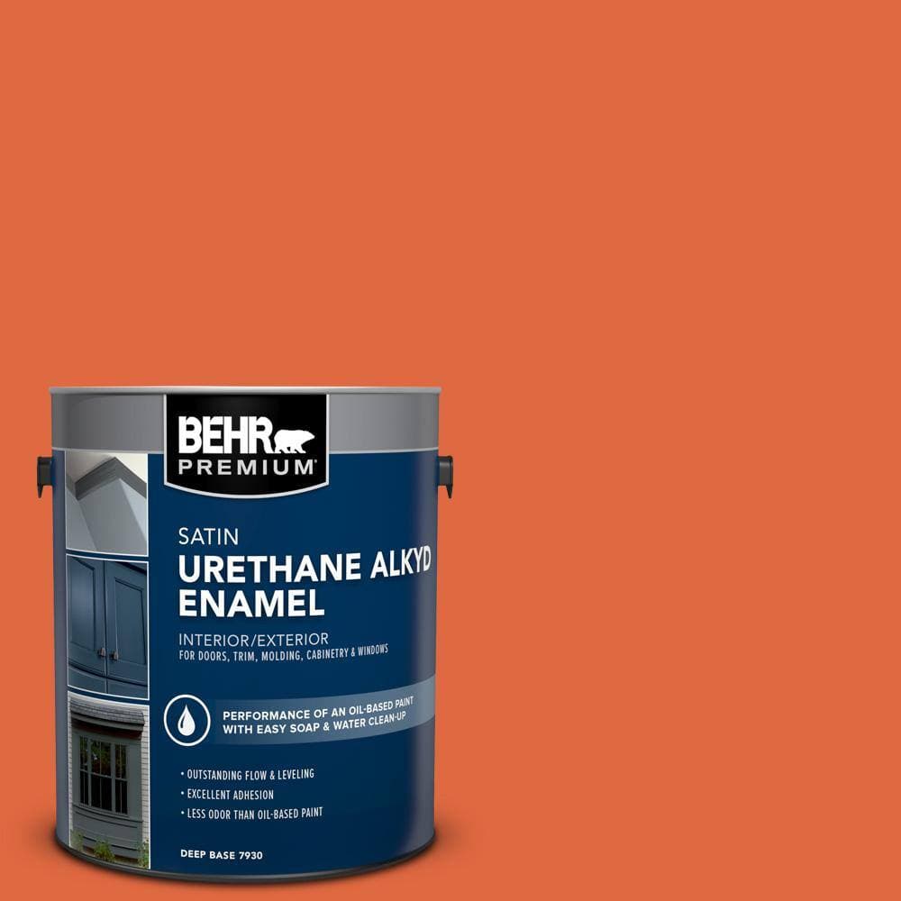 BEHR PREMIUM 1 gal. #P200-7 Bonfire Night Urethane Alkyd Satin Enamel Interior/Exterior Paint (1)