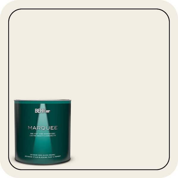 BEHR MARQUEE 1 qt. #QE-01 Jet White Semi-Gloss Enamel Interior Paint & Primer (2)