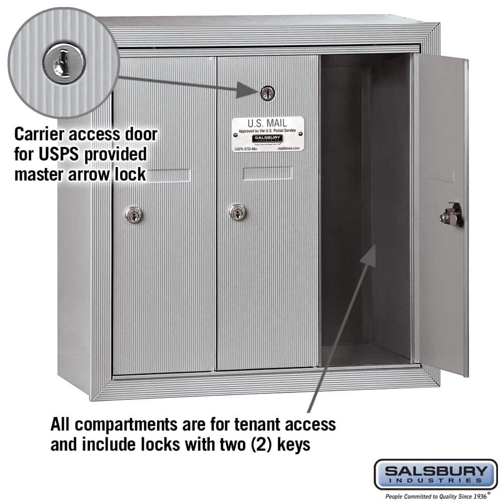 Salsbury Industries Surface-Mounted USPS Access Vertical Mailbox with Door (2)