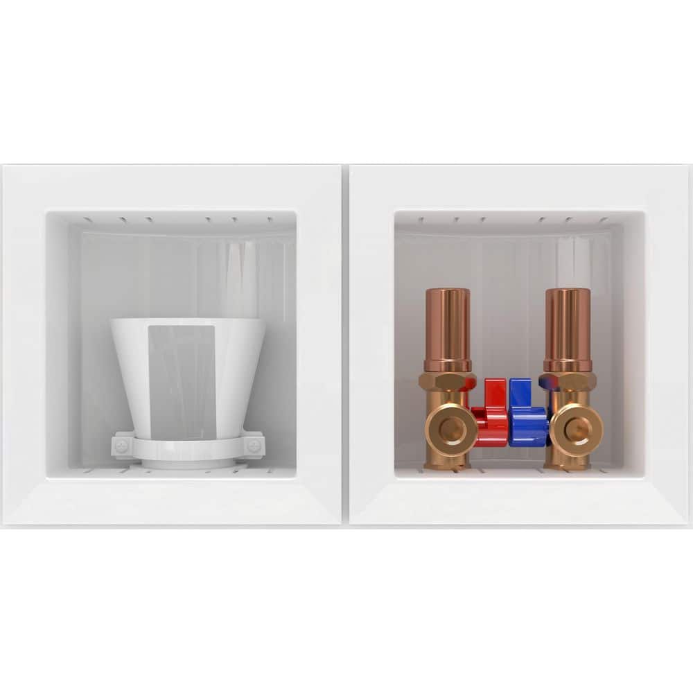 Symmons LaundryMate 1/2 in. NPSM x 3/4 in. MHT Washing Machine Valves w/ Box, Arrestors, Funnel and PEX Cold Expansion Adapters