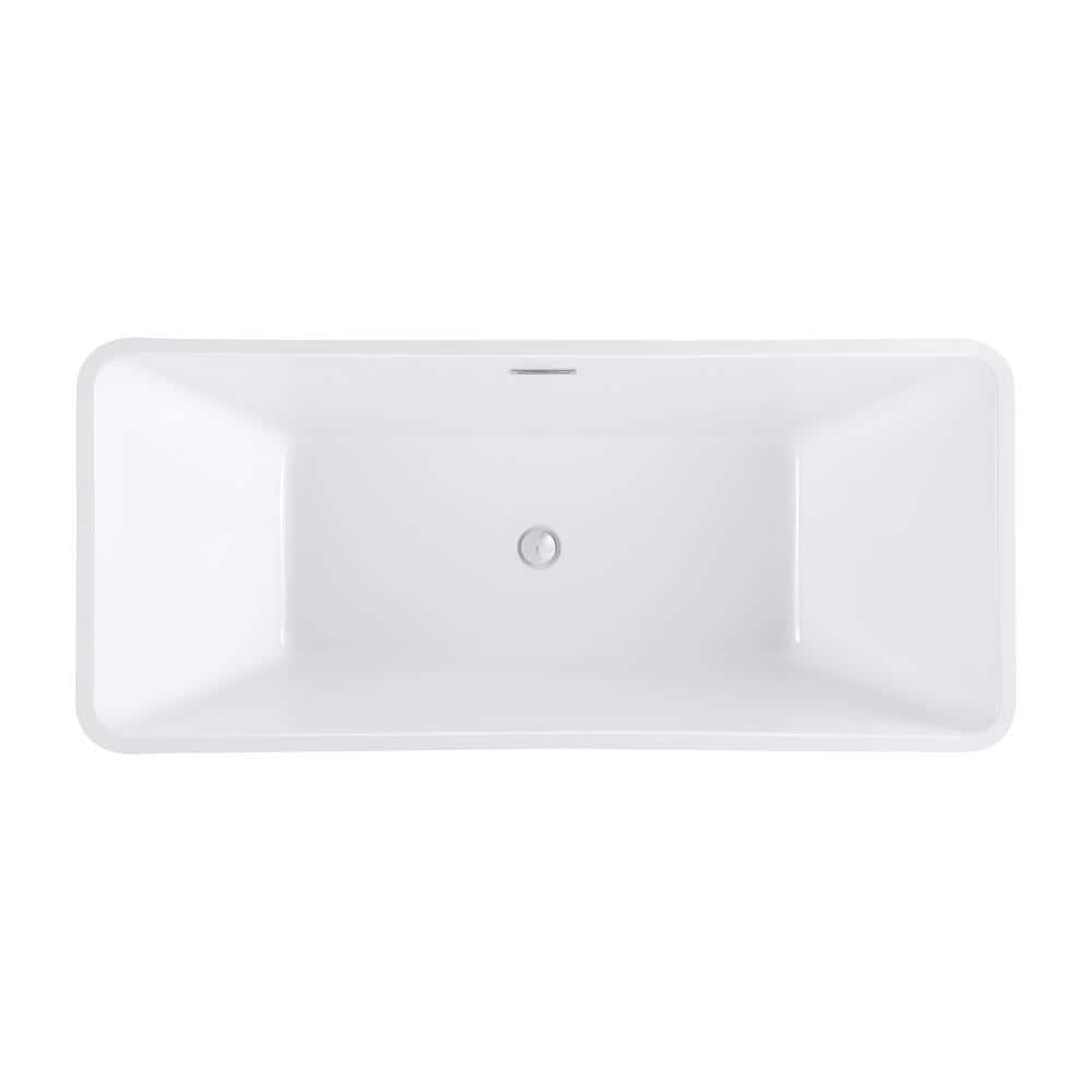 Aston Kenilworth 5.57 ft. Acrylic Flatbottom Bathtub in White with Chrome Finish (3)