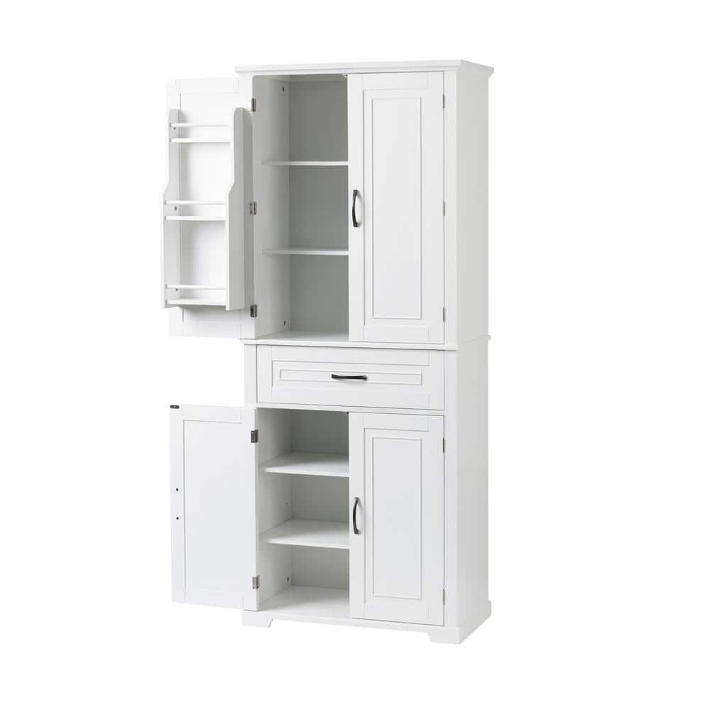 Unbranded 29.9 in. W 15.7 in. D 72.2 in. H Linen Cabinet with Doors and Drawer, Multiple Storage Space, Adjustable Shelf (4)