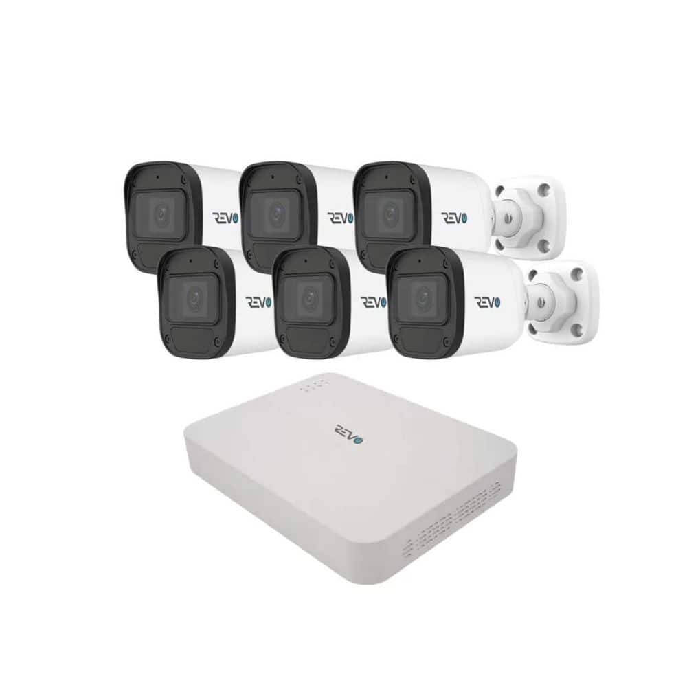 Revo ULTRA BLUE SERIES 4K 8 Channel Wired PoE NVR Smart Security Camera System with 2TB HDD & 6x 2K (4MP) Bullet Cameras