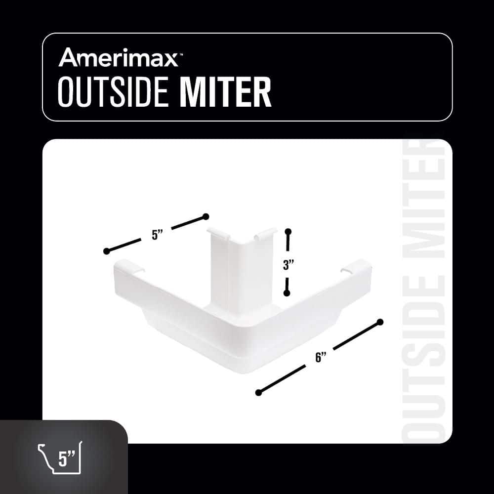 Amerimax Home Products 5 in. White Vinyl K-Style Outside Gutter Miter (4)