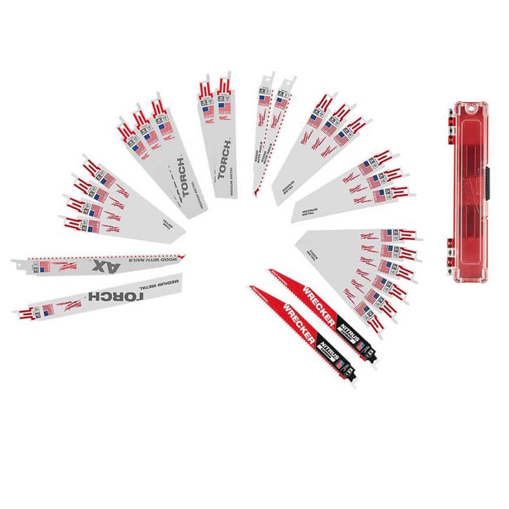 Milwaukee 9 in. 6 TPI WRECKER Nitrus Carbide Teeth SAWZALL Blade (2-Pack) w/ Nail-Embedded Wood and Metal Cutting Blades(25-Piece)