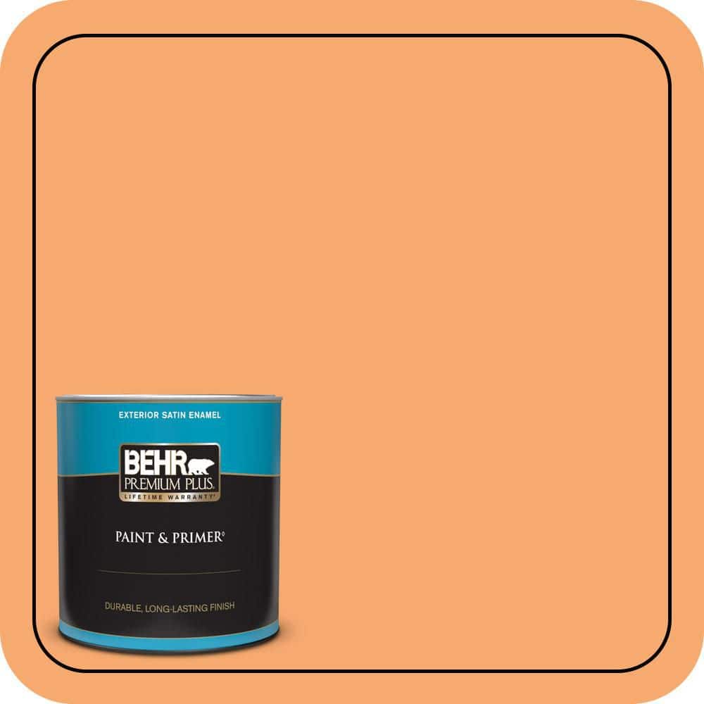 BEHR PREMIUM PLUS 1 qt. #P230-5 Florida Sunrise Satin Enamel Exterior Paint & Primer