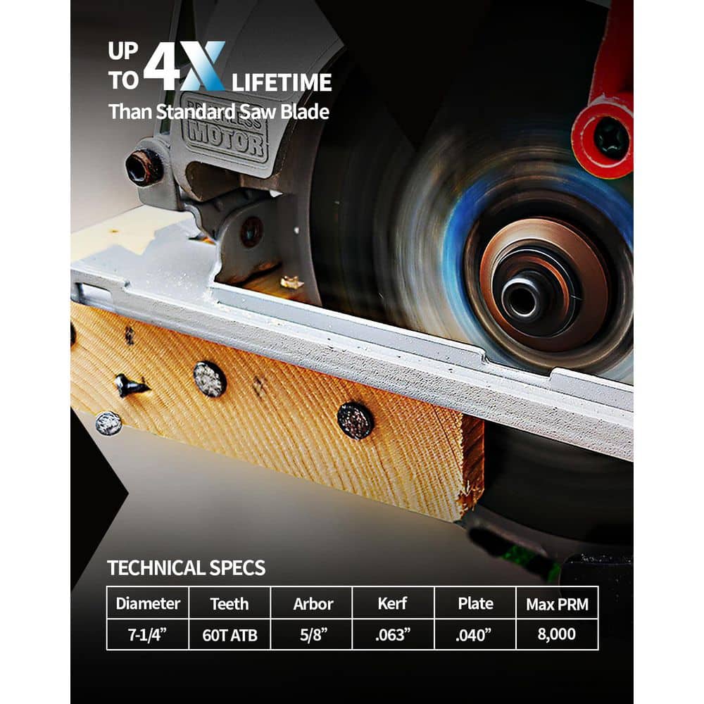 Unbranded 7-1/4 in. 60-Tooth Circular Saw Blade with Ultra Finish Carbide Tip Thin Kerf for Wood Cutting (2-Pack) (3)