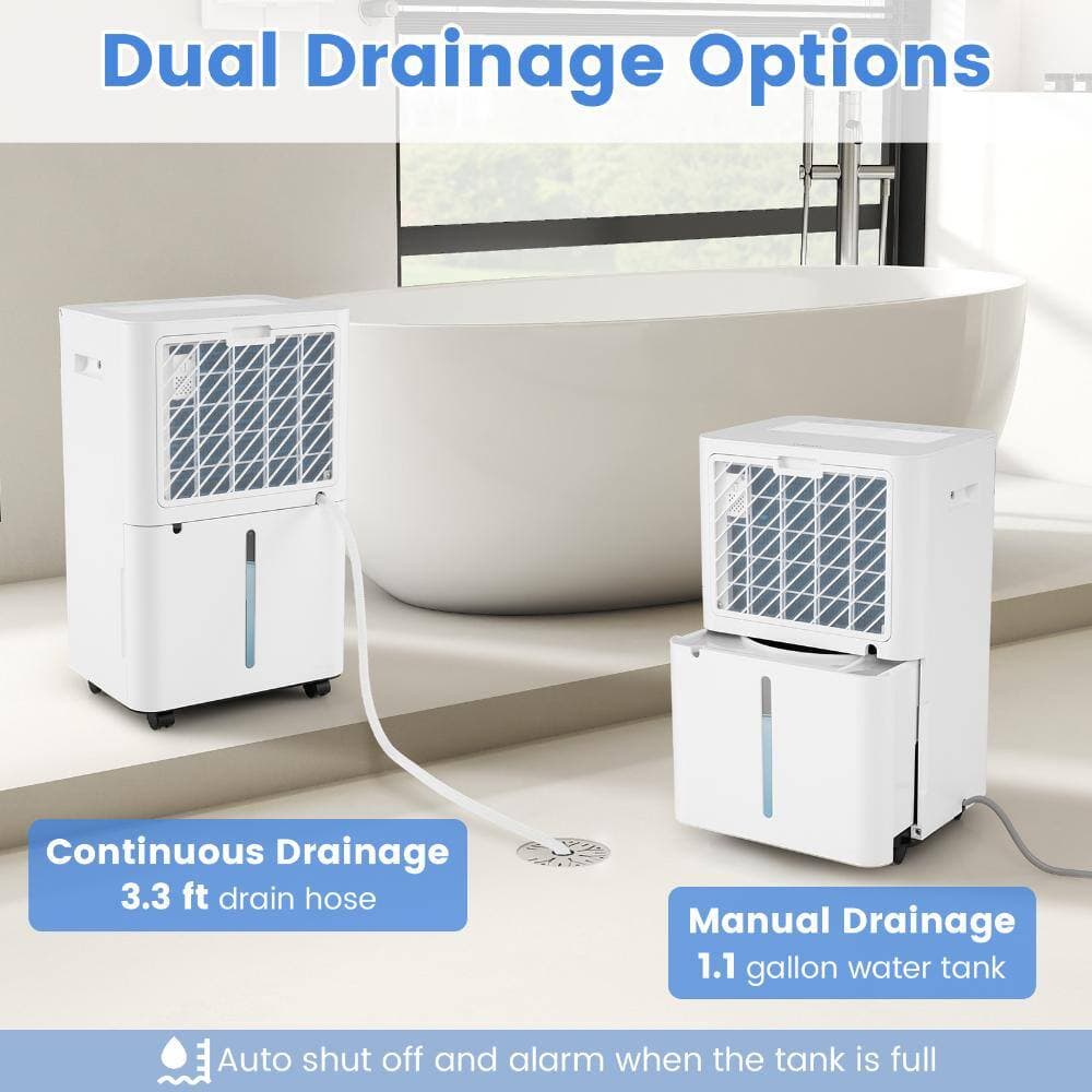 Bunpeony 54 pt. Dehumidifier for Rooms up to 4,500 sq. ft. with 3 Modes, 24H Timer and Drain Hose in White (2)