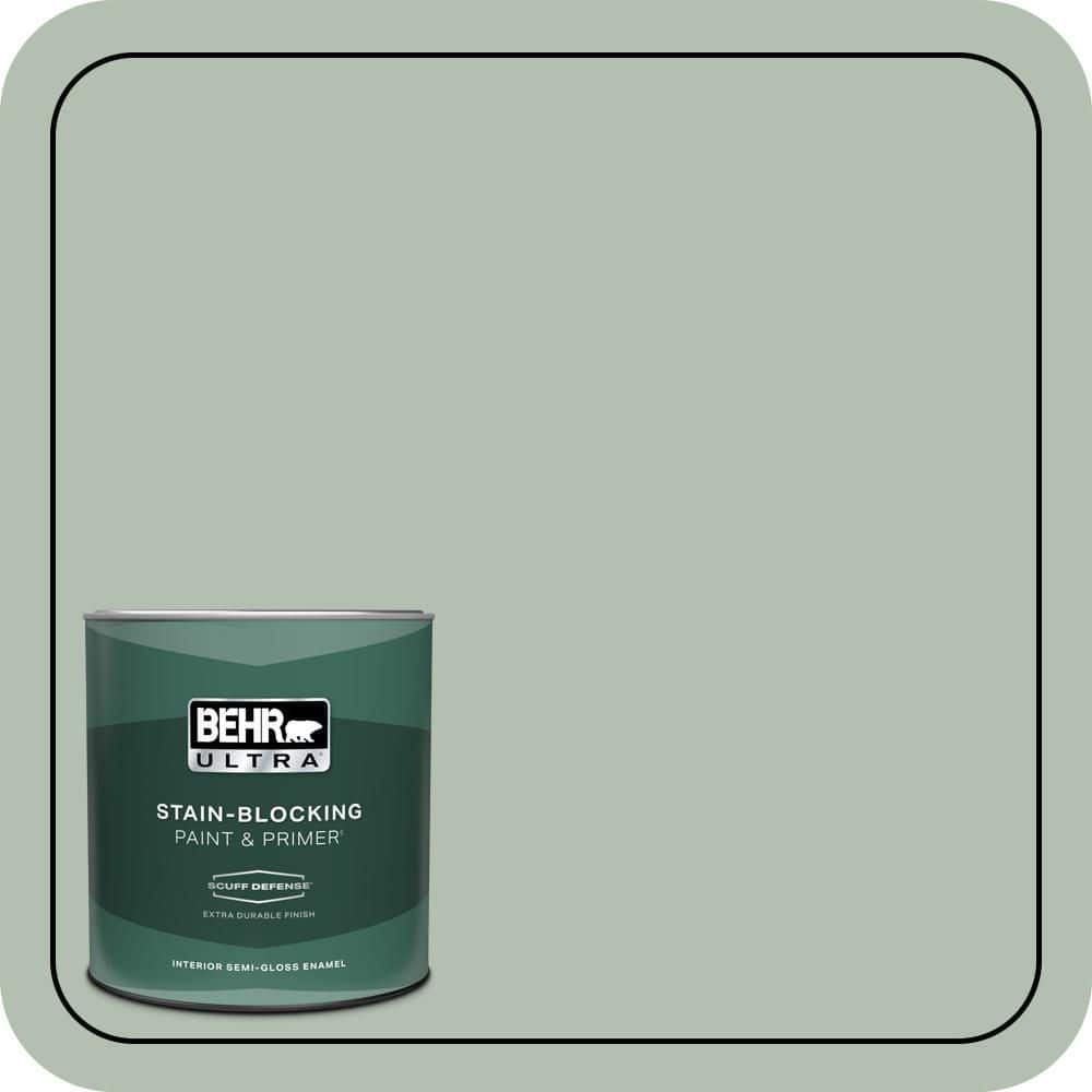 BEHR ULTRA 1 qt. #N400-3 Flagstaff Green Extra Durable Semi-Gloss Enamel Interior Paint & Primer