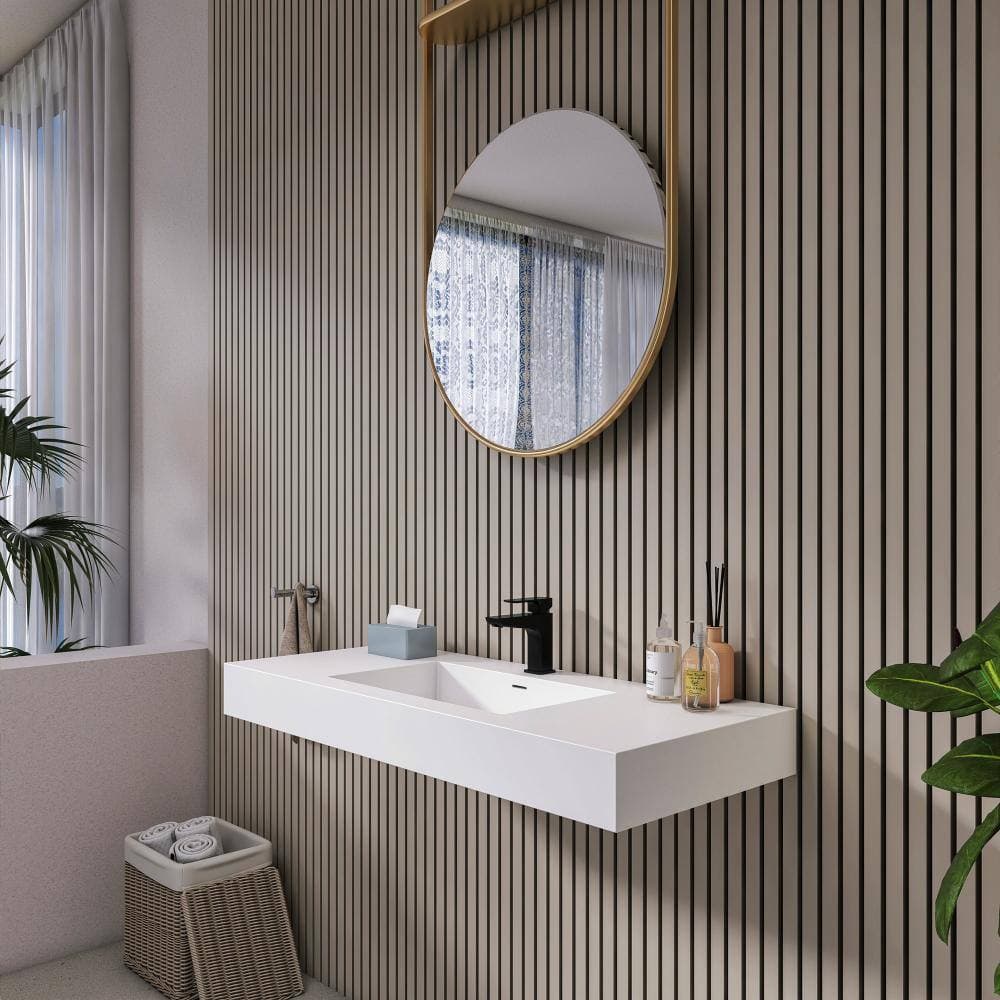 JimsMaison 47.24 in Wall-Mounted Rectangular Bathroom Sink Solid Surface in Matte White (2)