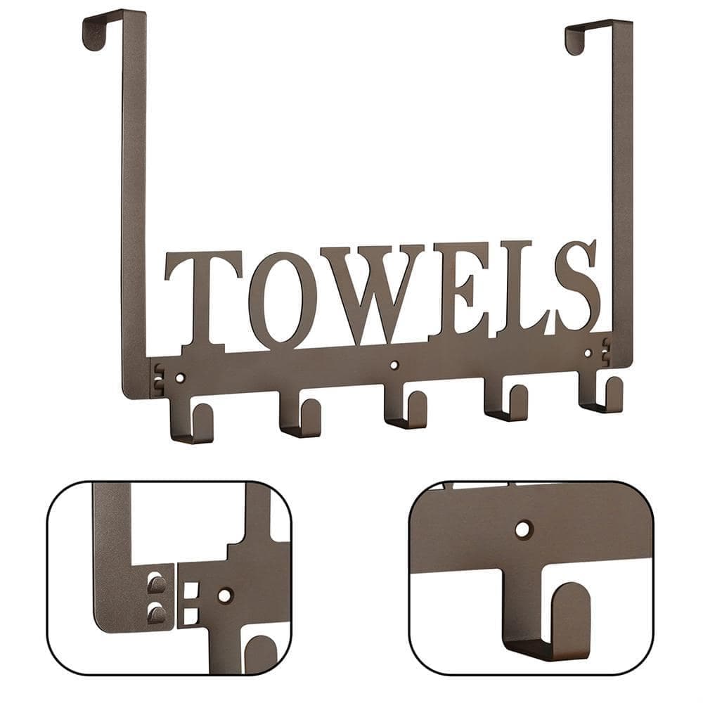 Cubilan Over-the-Door Mounted Bathroom Towel Robe J-Hook Wall Mounted Towel Holder in Coffee (2)