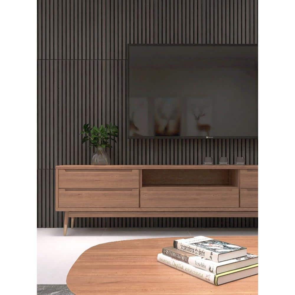 Afoxsos Acoustic 1/4 in. T x 18.9 in. W x 3 ft. L Shiplap Finished MDF Board in Black 2-Pack (3)