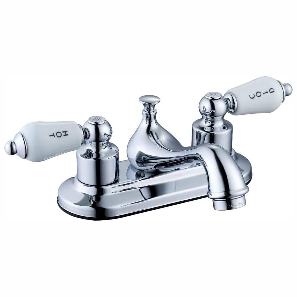 Glacier Bay Teapot 4 in. Centerset Double-Handle Low-Arc Bathroom Faucet in Polished Chrome (2)