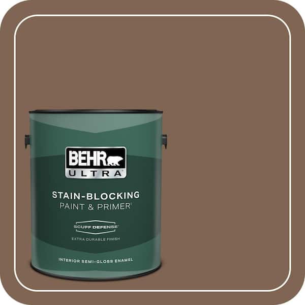 BEHR ULTRA 1 gal. #N240-7 Joshua Tree Extra Durable Semi-Gloss Enamel Interior Paint & Primer (2)