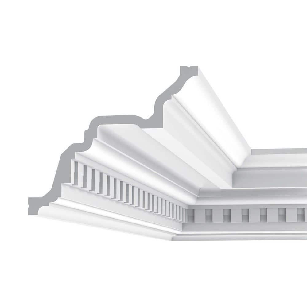 ORAC DECOR 6-1/2 in. x 7-5/8 in. x 78-3/4 in. Dentil Primed White High Density Polyurethane Crown Moulding (1)