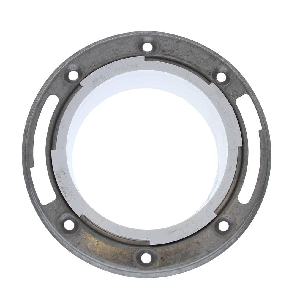 JONES STEPHENS 7 in. O.D. Plumbfit PVC Closet (Toilet) Flange with Stainless Steel Ring Less Knockout, Fits Over 4 in. Sch. 40 DWV Pipe (2)