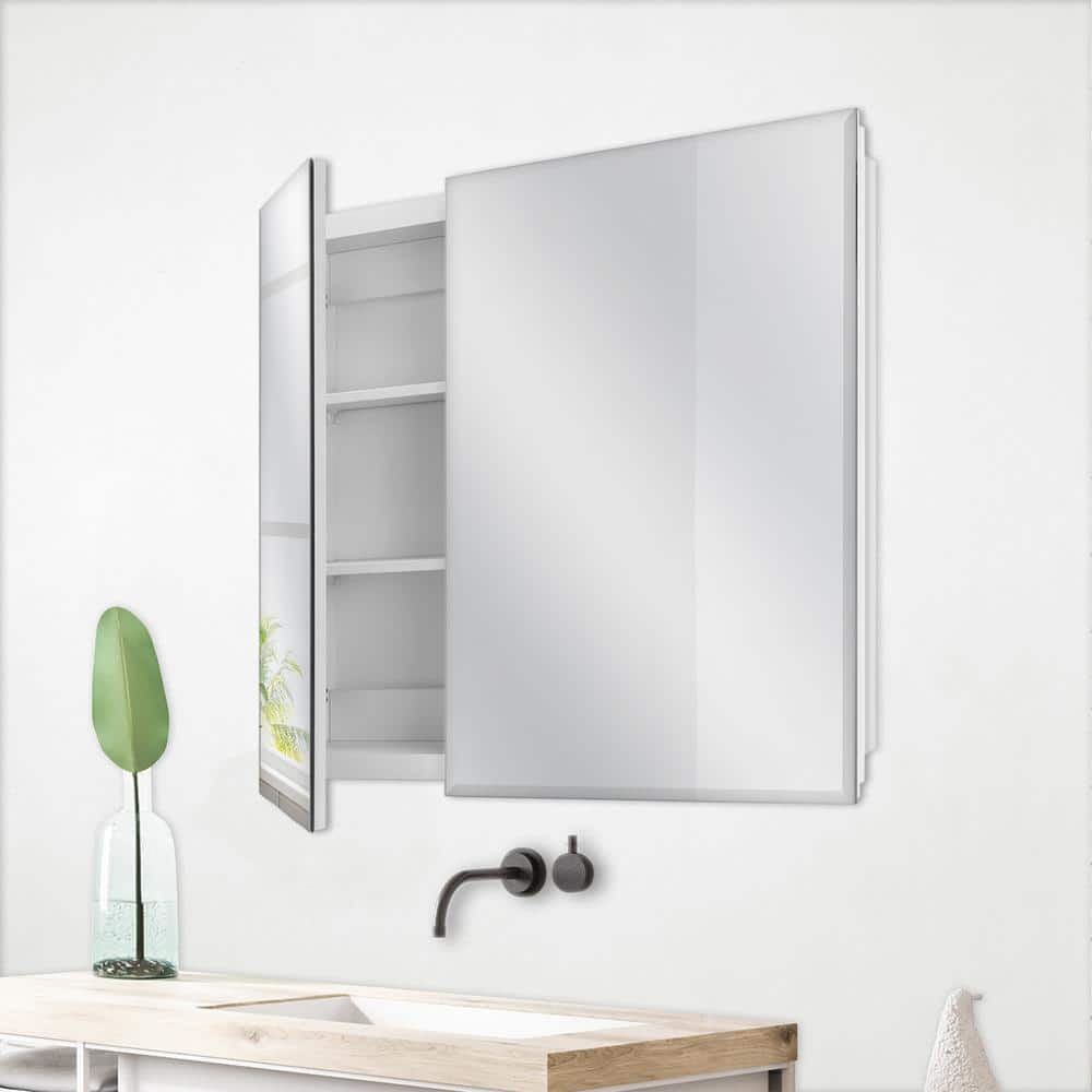 Glacier Bay 30 in. W x 26 in. H Rectangular Wood Composite Medicine Cabinet with Mirror (2)