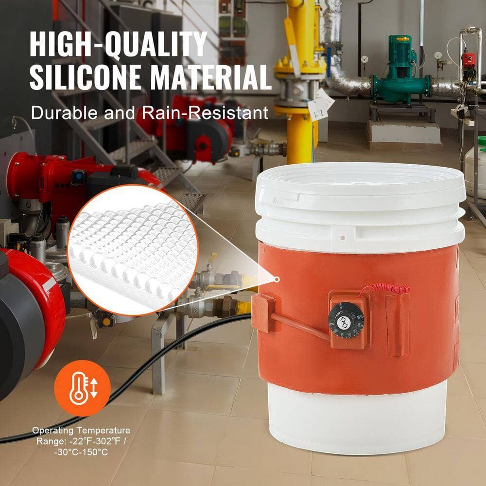 SKYSHALO Metal Drum Heater, 800 W 7.75 in. W, Pail Heating Band for 5 Gal. Barrel, 41.7 lbs. Silicon Drum Accessories 2025 Update (3)