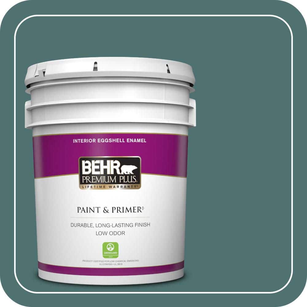 BEHR PREMIUM PLUS 5 gal. #S440-6 Tealish Eggshell Enamel Low Odor Interior Paint & Primer