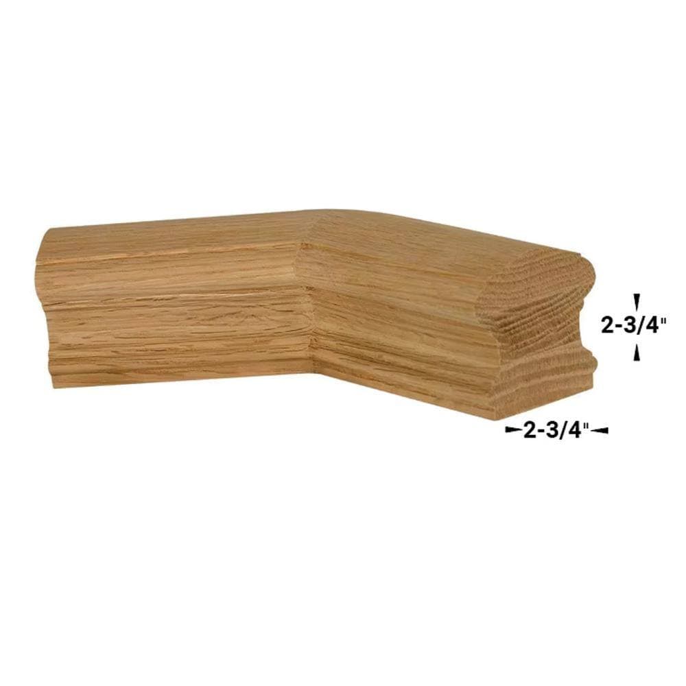 EVERMARK Stair Parts 7711 Unfinished Red Oak 135° Level Quarter-Turn Handrail Fitting (2)