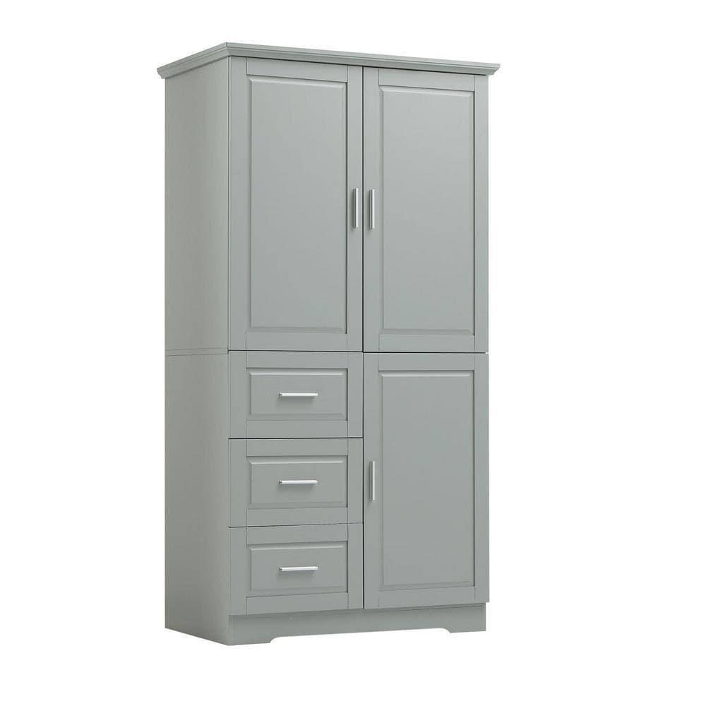 Miscool Anky 32.6 in. W 19.6 in. D 62.2 in. H MDF Freestanding Bathroom Storage Linen Cabinet (3)