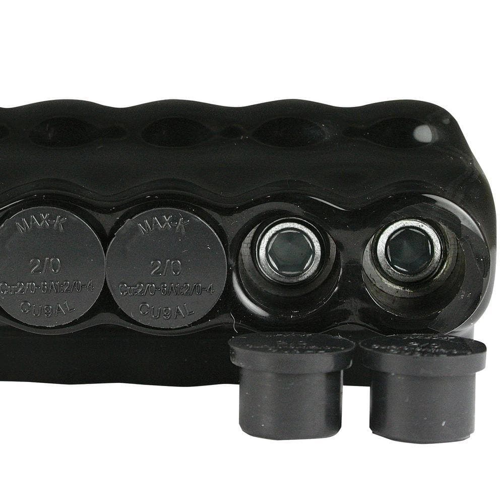 ASI 6 - 2/0 AWG 6-Ports UL 486 Multi-Tap Connector Insulated Single Sided Entry, Black (3)