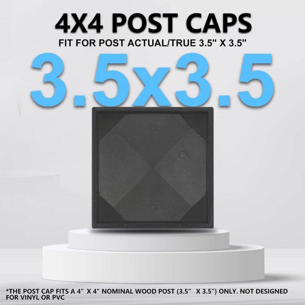 Afoxsos 4x4 Aluminum Pyramid Post Caps Black Matte Finish for Fence Deck Mailbox Weather Resistant 8-Pack Cable Railing System (2)