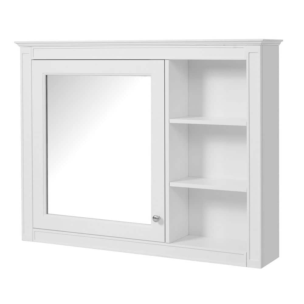 Tahanbath 6.70 in. W x 36.00 in. D x 28.00 in. H Bathroom Storage Wall Cabinet in White with Mirror 1-adjustable Shelf (3)
