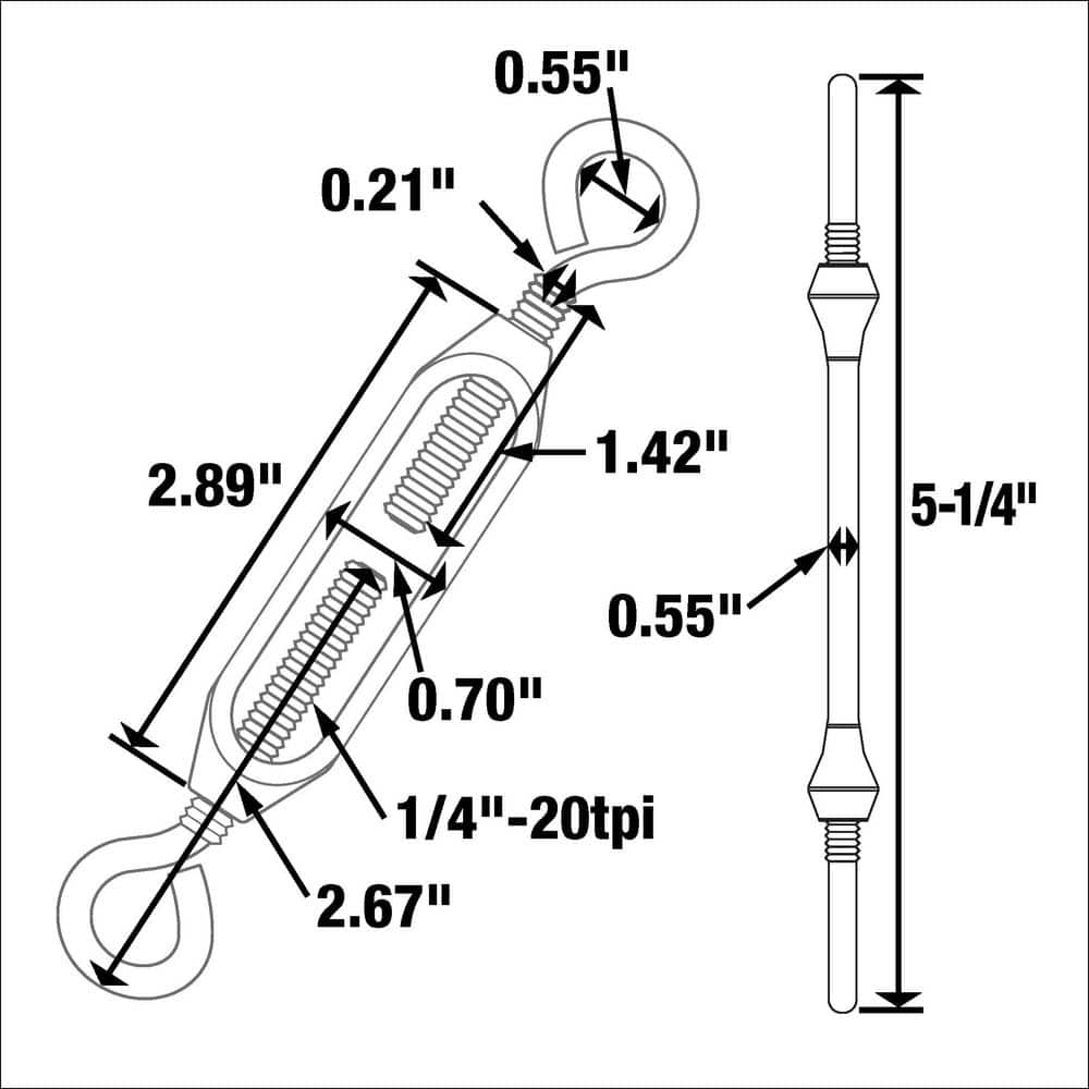 Everbilt 1/4 in. x 5-1/4 in. Galv Turnbuckle Eye/Eye (3)