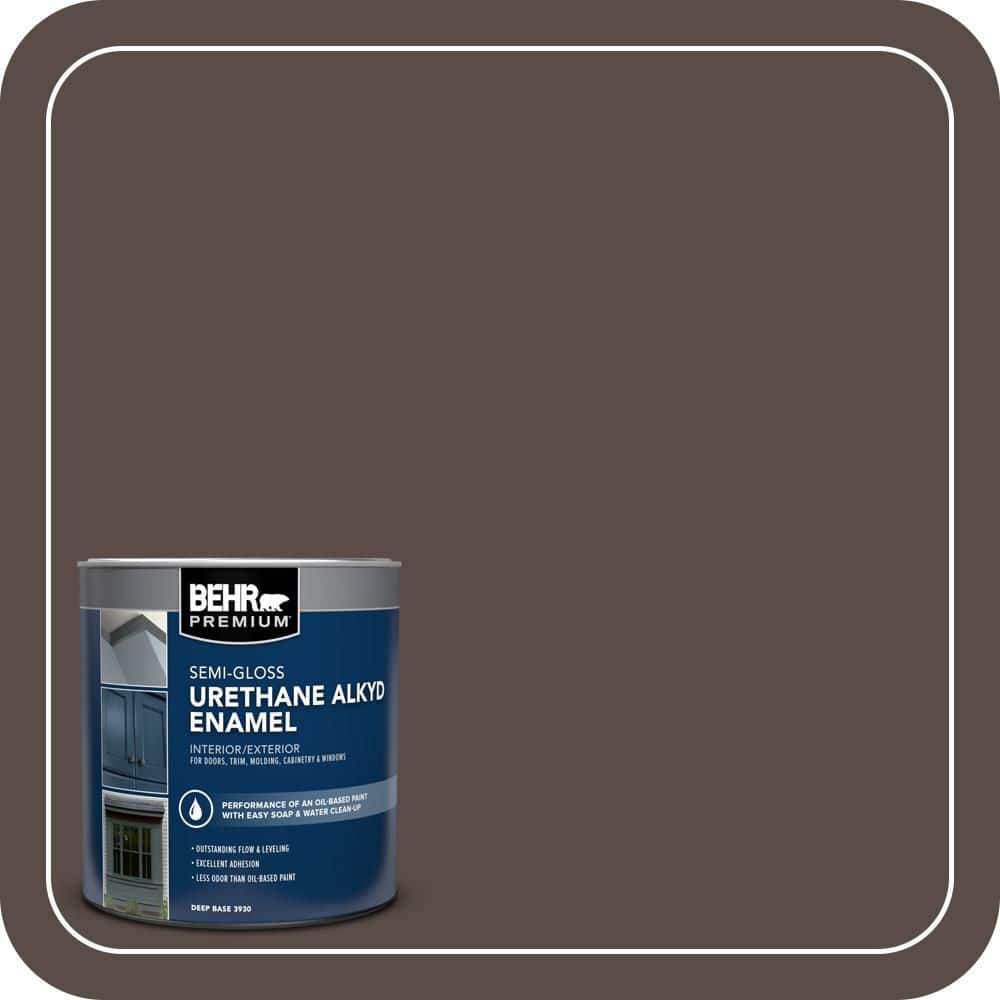 BEHR PREMIUM 1 qt. #PPU5-19 Dark Truffle Semi-Gloss Enamel Urethane Alkyd Interior/Exterior Paint
