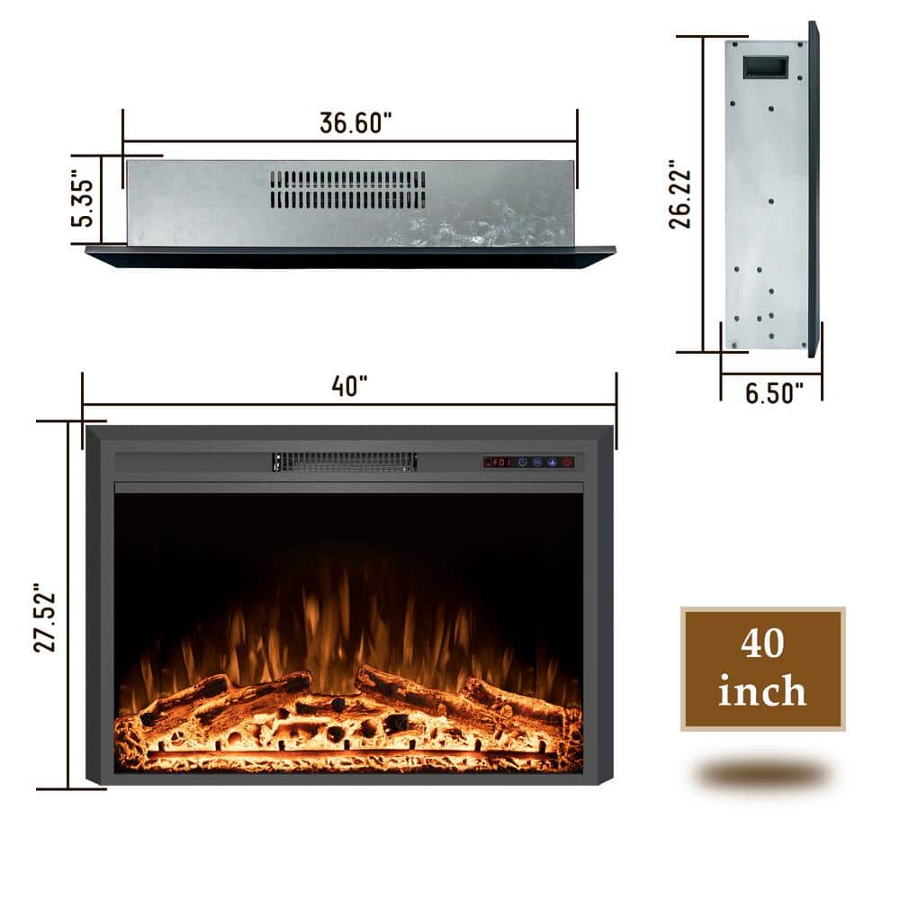 Prismaster ...keeps your home stylish 40 in. W Electric Fireplace Insert with 3 Flame Colors, 750-Watt/1500-Watt, Timer, Black (2)