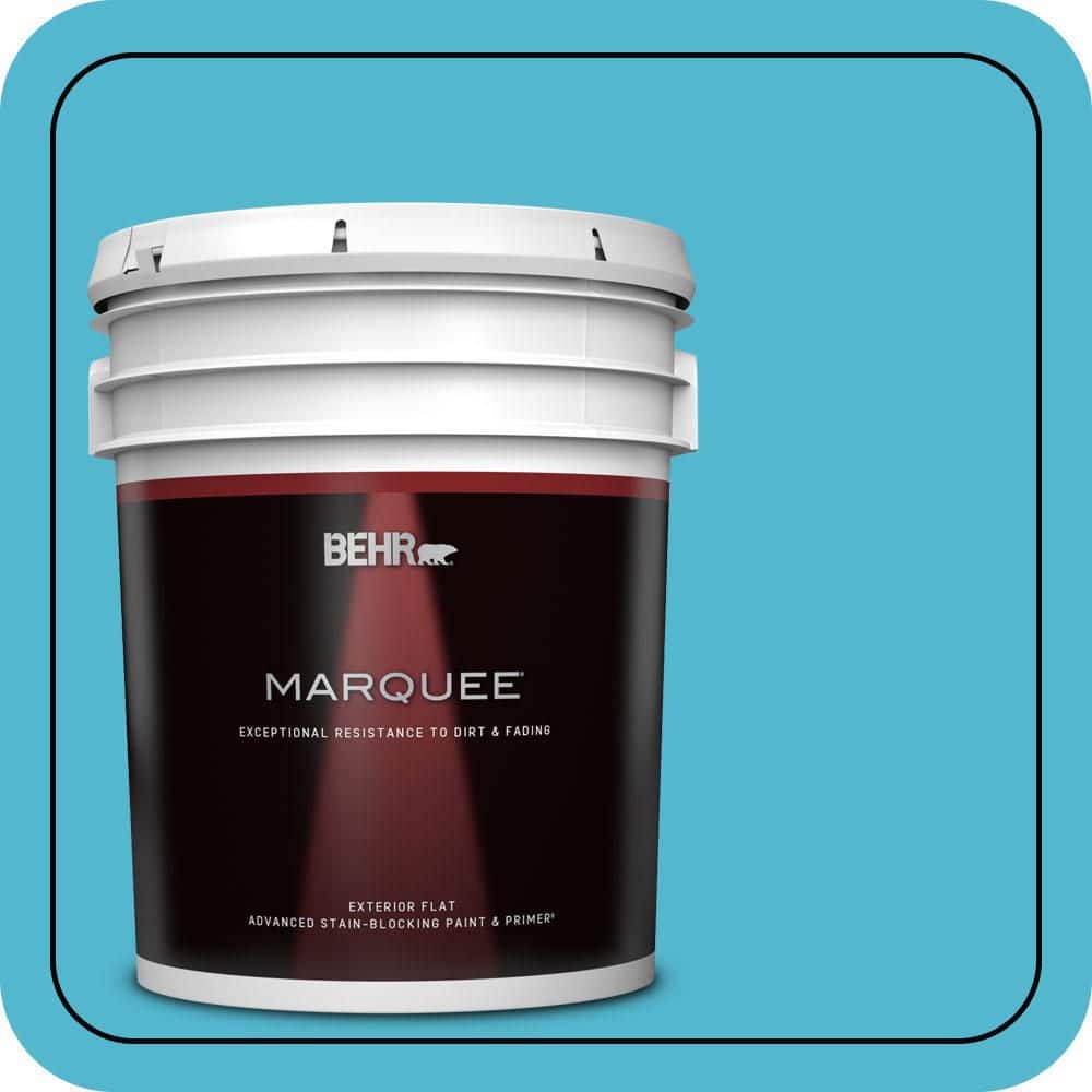 BEHR MARQUEE 5 gal. #520B-5 Liquid Blue Flat Exterior Paint & Primer