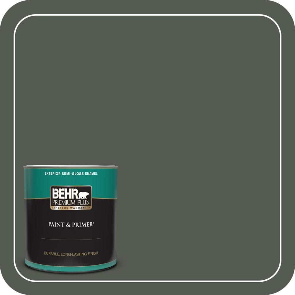 BEHR PREMIUM PLUS 1 qt. #N410-7 North Woods Semi-Gloss Enamel Exterior Paint & Primer