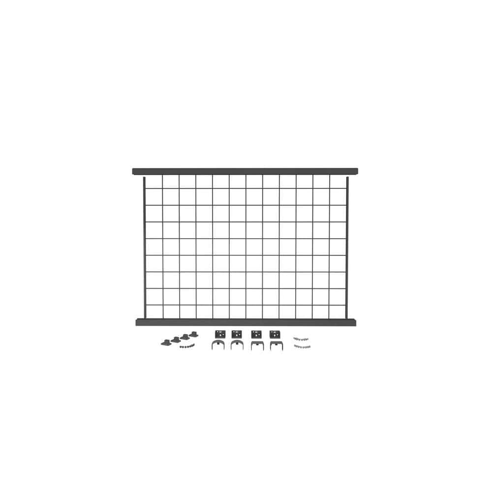 WESTBURY Sorrento C61 36 in. x 48 in. Black Fine Texture Aluminum Level Railing Kit with Mounts and 3-5/8 in. Mesh Panel