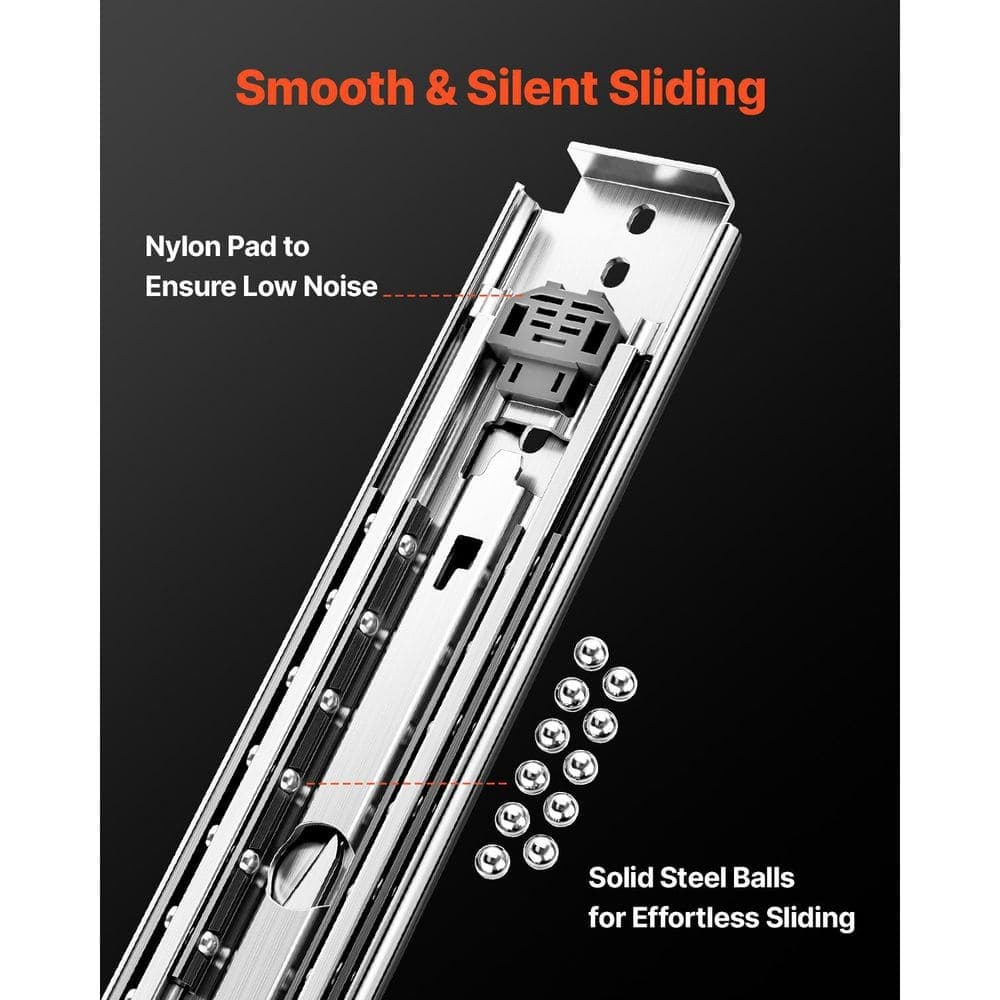 SKYSHALO Full Extension Drawer Slides Carbon Steel, Side Mount Heavy Duty Drawer Slides, 1-Pair for 500 lbs. 2025 Upgrade (4)
