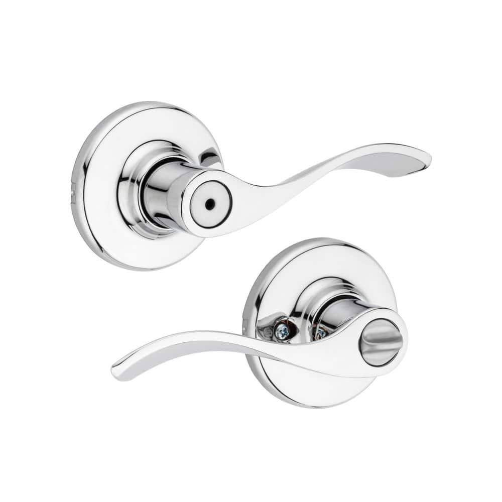 Kwikset Balboa Polished Chrome Privacy Door Handle with Lock for Bedroom or Bathroom