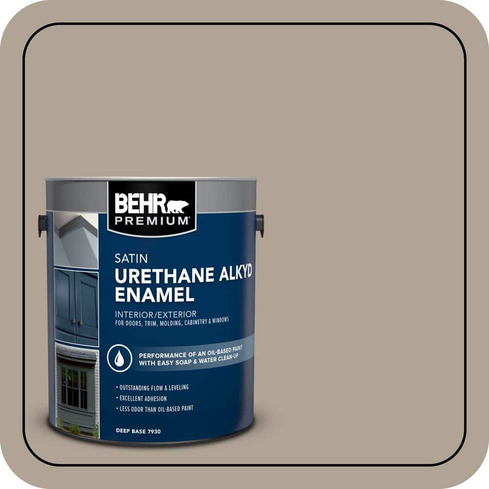 BEHR PREMIUM 1 gal. Home Decorators Collection #HDC-NT-14 Smoked Tan Urethane Alkyd Satin Enamel Interior/Exterior Paint (1)