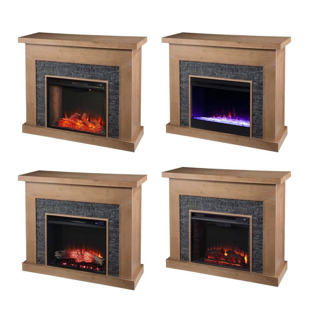 SEI FURNITURE Standlon 45 in. Freestanding Wooden Electric Fireplace in Natural (3)