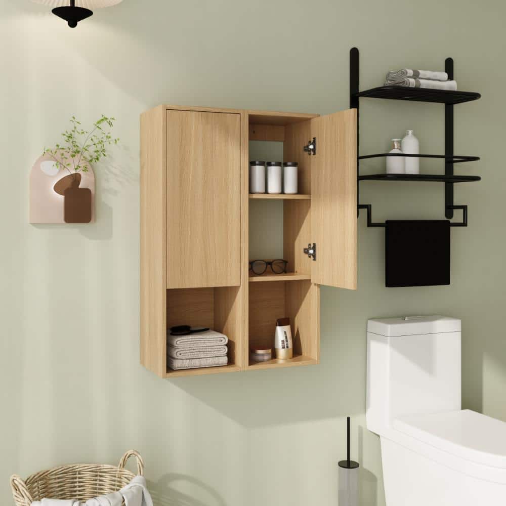 Malwee 24 in. Unassembled Plywood Bathroom Storage Wall Cabinet in Light Oak (3)