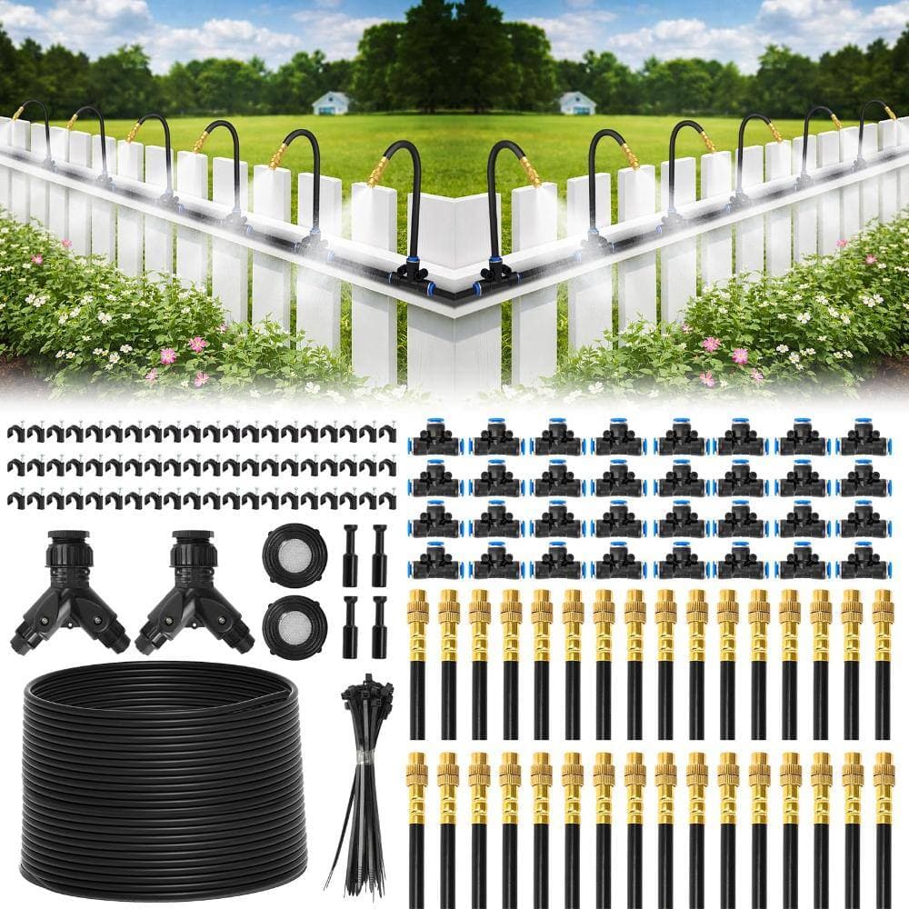 Unbranded 200 ft Drip Irrigation System with 360 Adjustable Copper Nozzles Black 32 Piece (2)