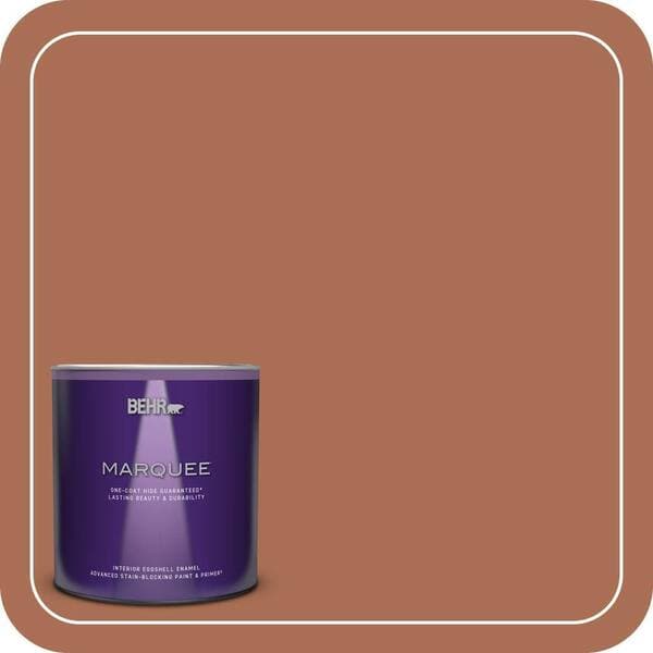 BEHR MARQUEE 1 qt. #MQ1-28 Orange Flambe One-Coat Hide Eggshell Enamel Interior Paint & Primer (2)